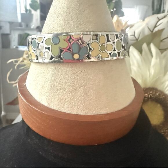 Brighton Flower Bangle Silver Tone Bracelet - Picture 5 of 10